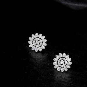 14k White Gold Diamond Earring Studs Lab Grown 3.25 Carat Round Black Friday  - Picture 1 of 9