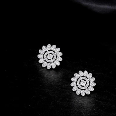 14k White Gold Diamond Earring Studs Lab Grown 3.25 Carat Round Black Friday  - Image 1 of 4