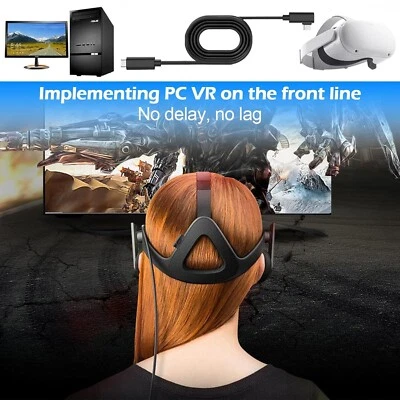 90 Degree 1.8M USB C 3.2 Type C Link Cable Data Line For Oculus Quest PC Game VR - Image 1 of 4