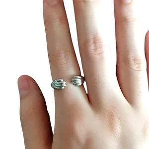 Paw Print Ring Hug Cuggle Ring Adjustable Paw Print On Finger Silver Jewellery - Picture 1 of 23