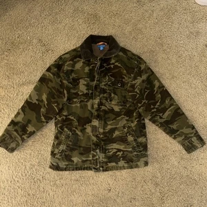 Greendog Brand Camouflage Camo Denim Jacket Full Zip Boy's M distressed vtg - Picture 1 of 5