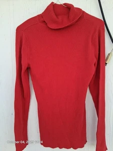 Suéter Top GAP Manga Larga Rojo Rosado Cuello Alto Tejido Acanalado Claro L - Imagen 1 de 3