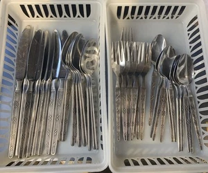 Juego de 40 cubiertos de colección Hanford Forge CAMBRIA geométricos texturizados de acero inoxidable JAPÓN - Imagen 1 de 8