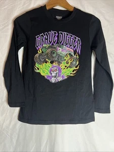 Monster Jam Grave Digger Long Sleeve Graphic Boys T-Shirt Size Medium - Picture 1 of 11