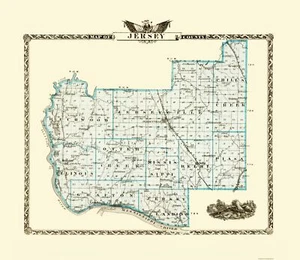 Mapa histórico del condado - Jersey County Illinois - Warner 1876 - 23 x 26,59 - Imagen 1 de 20