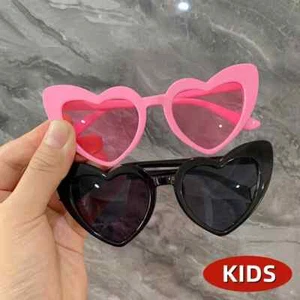 Heart Shaped UV400 Sunglasses Kids Boys Girls Vintage Outdoor Full Rim Sun - Picture 1 of 11