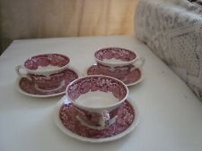 THREE MASON'S VISTA PINK IRONSTONE WIDE MOUTH CUP AND SAUCER SETS