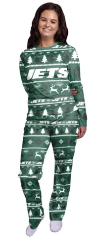 FOCO Woman’s Medium NFL New York Jets Primary Team Logo Ugly Pajama Set 🏈 🎄 Cover