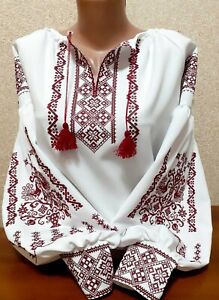 Ukrainian Embroidered Blouse Top Sorochka Vyshyvanka Tradition Shirt Size Any