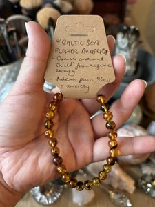 Handmade 6mm Genuine Baltic Sea Flower Amber Beaded Bracelets - Picture 1 of 4