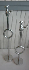 PR Global Views Modern Art aluminum sculptures Figures BIRDS 15" & 19"  - Picture 1 of 8