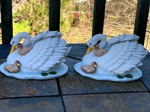 HOME INTERIORS Swan Goose Little Ugly Duckling Lake Bookends Set of 2 5/6 ❤️m9 - Picture 1 of 9