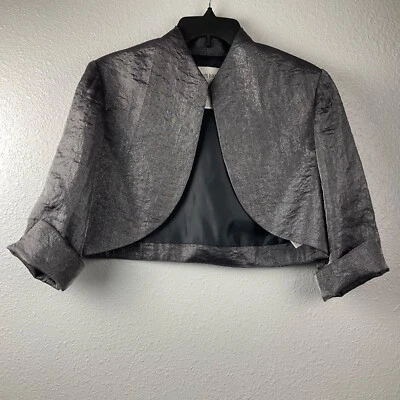 Chaqueta Bolero David's Bridal Gris Plata Brillante Encogerse de hombros Forrada Evento Boda Talla 14 Foto 1 de 4