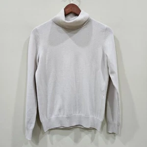 N. Peal Womens 100% Cashmere Turtleneck Sweater Small Cream Long Sleeves Neutral - Picture 1 of 10