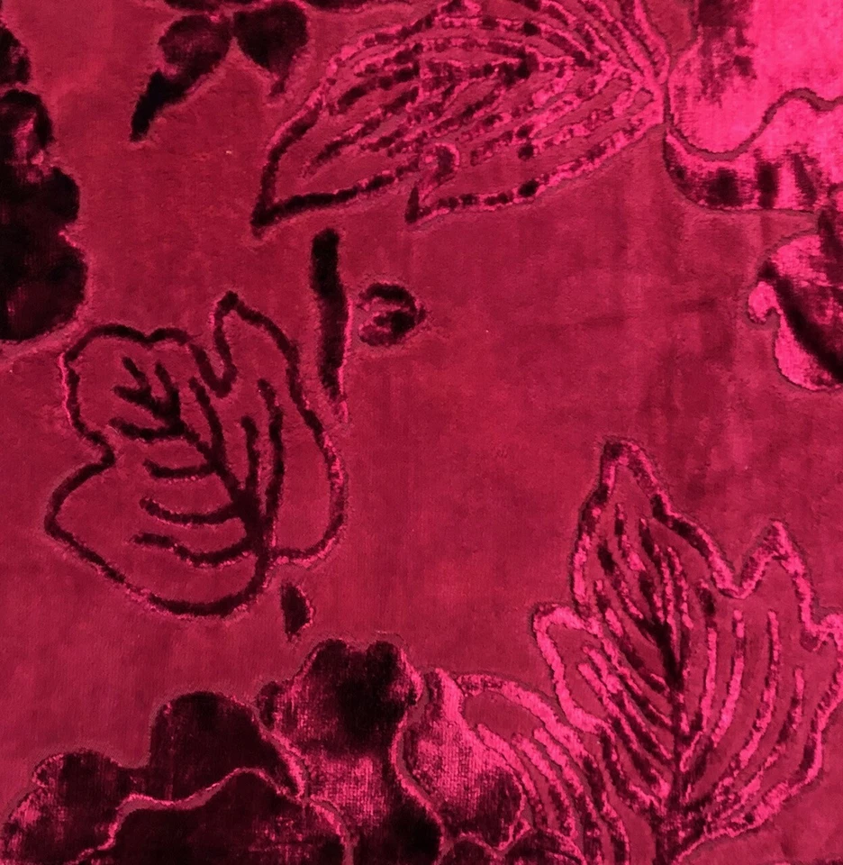 LORCA Flaminia Claret Red Cotton Velvet Remnant New - Image 1 of 1