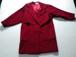 Steve Brand Red Wool Coat 2 Pocket 2 Button Collar - Picture 1 of 10