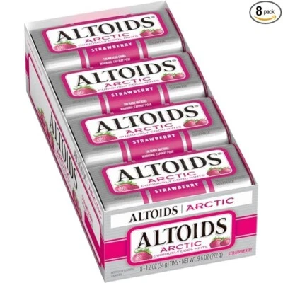 WRIGLEY'S ALTOIDS Arctic Strawberry Breath Mints, 1.2-Ounce Tin - 8 PK