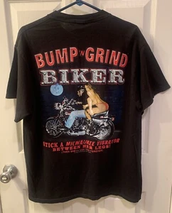Vintage Bump N Grind Delta Pro Weight Mens Black Cotton Biker Graphic T-Shirt Lg - Picture 1 of 6