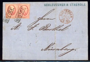 Netherlands 1864 King William III Sc# 5 VF Used on Cover Rotterdam to Nuremberg - Picture 1 of 2