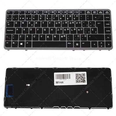 Teclado para portátil HP Elitebook 840 G1 Siver Frame Black Without Point Stick - Imagen 1 de 4
