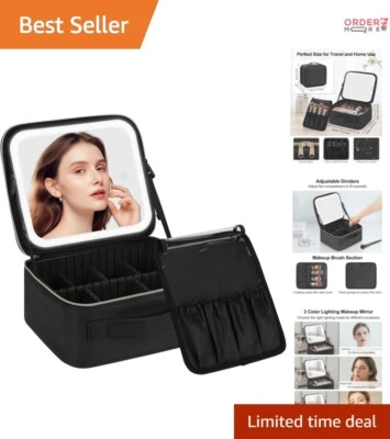 Bolsa de Maquillaje con Espejo LED Grande Organizador de Cosméticos de Viaje con Luz Foto 1 de 4