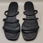 J?Jill Slide Sandals Womens Sz 9 Black Leather Strappy Flip Flops Casual Slip On