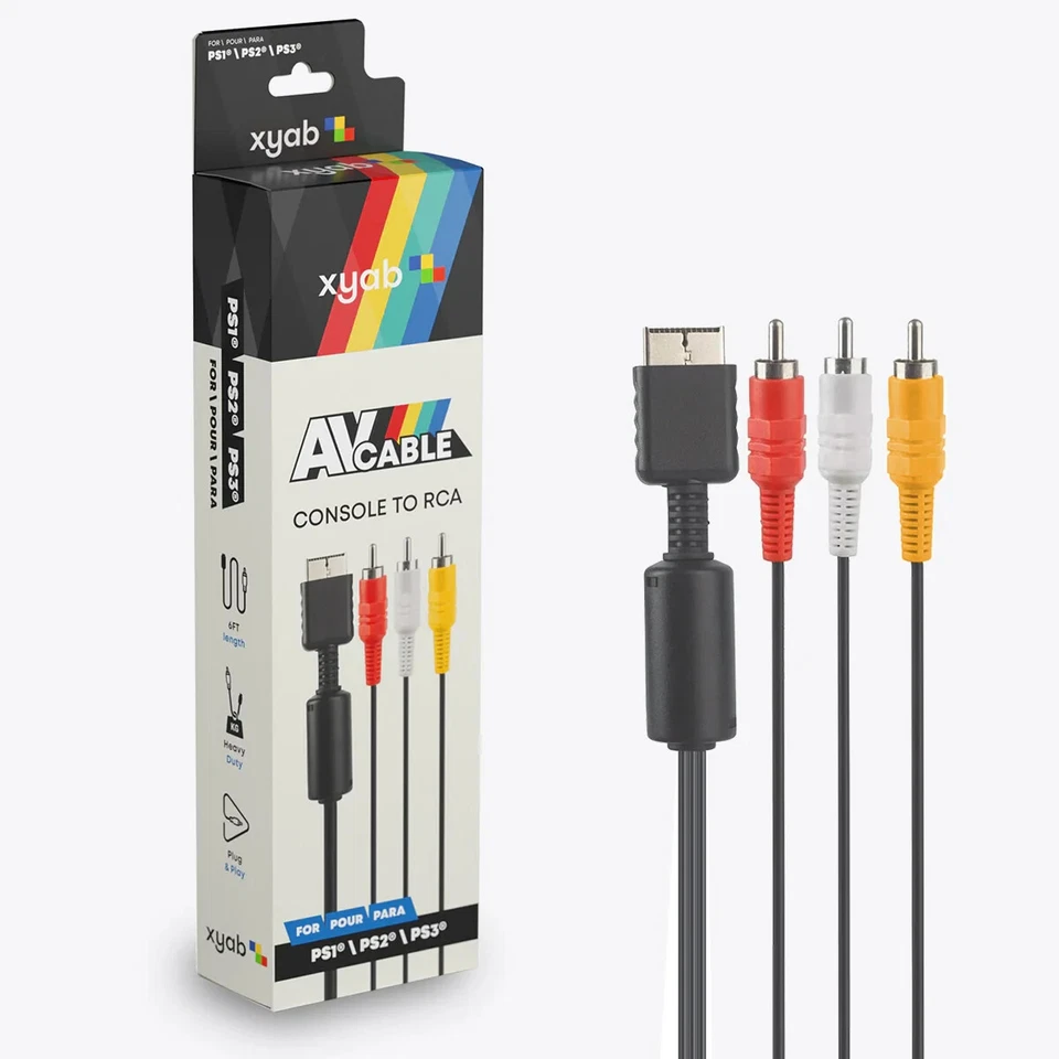 XYAB Composite AV Audio Video Cable PS1 / PS2 / PS3 Sony - New - US Seller - Image 1 of 1
