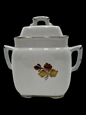 Antique Royal Ironstone Large Sugar Jar Tea Leaf WH Grindley & Co England Lid - Image 1 of 4
