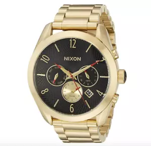 Nixon Bullet Chronograph Gold Watch With Black Face, 42mm, A366 510, NIB - Picture 1 of 6