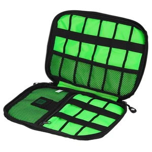 Electronics Organizer 9.45" x 6.69" x 1.18" Double Layer Tech Organizer, Black - Afbeelding 1 van 6