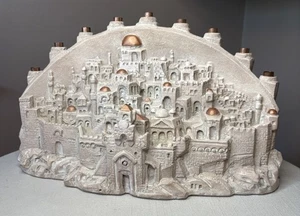 VINTAGE Chanukka Menora Austin Steinskulptur Jerusalem Judaica 12x7" Danek - Bild 1 von 10