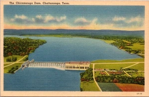 The Chicamauga Dam Chattanooga Tenn Linen Postcard - Picture 1 of 4
