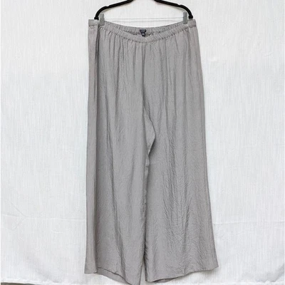 Pantalones de pierna ancha satinados texturizados Stratus gris salvia J.Crew CC472 NUEVOS CON ETIQUETAS, talla XL Foto 1 de 4
