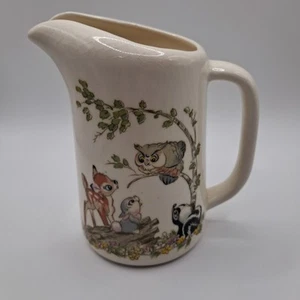Disney Vintage 1950's BAMBI Ceramic Pitcher Owl Thumper Flower - Picture 1 of 9