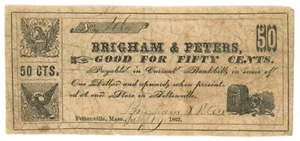 1862 Brigham & Peters Feltonville Massachusetts MA 50c No.46 (L2003) - Picture 1 of 2