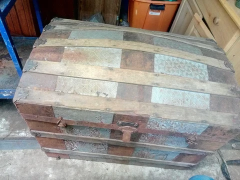 Antique Camel Back Trunk Most likely from the 1800"s -32" x 20" x 25" Very Cool! Cover