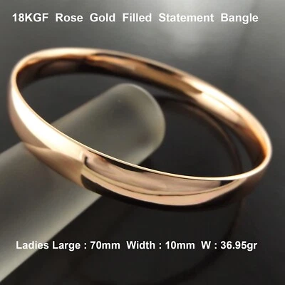 Brazalete Oro Rosa 18k Relleno Sólido 10mm Damas Grande 70mm Foto 1 de 3