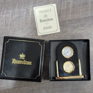 Joe Camel Hamilton Marquis II Black & Gold Shelf Mantel Clock New Never Used - Picture 1 of 4