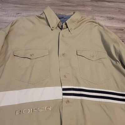 Camisa Roper Para Hombre Grande Beige Blanco Negro Bloque de Color Manga Larga Vaquero Occidental Foto 1 de 4