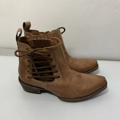 Botas Roper para mujer 7,5 soldados de cuero marrón botín con cordones al tobillo Western Boho Foto 1 de 4