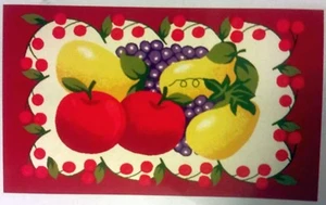 PRINTED NYLON KITCHEN RUG (18"x 30") FRUITS IN CHERRIES FRAME # 2, rectangle, ST - Picture 1 of 11