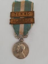 Médaille Coloniale argent avec poinçon. Avec agrafe Algérie et Tchad. Occasion.