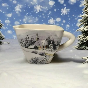 Vintage Hand Made Creamer Laguna Beach Church Snow Scene 1.75" Collectible - Picture 1 of 10