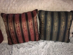 Lot of 2 J. Queen Maribella Crimson Square Embellished Decorative Throw Pillows - Picture 1 of 9