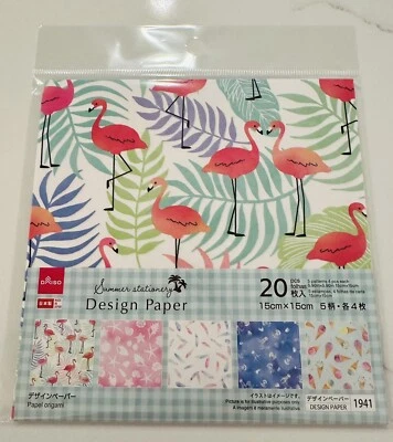 Kawaii Daiso Japan Summer 🦩 Print Origami Paper 5.9”x5.9”/5patterns/20 Total - Image 1 of 3