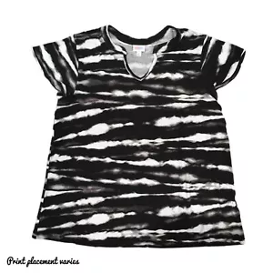 LuLaRoe SMALL LAYLA Mandarin Oberteil mit geteiltem Kragen ~ SCHWARZ TIE DYE ~ Größen 4-6; neu mit Etikett - Bild 1 von 7