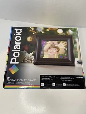 Polaroid PDF-800EB 8” LED Screen Digital Picture Frame Espresso Wood Finish - Image 1 of 4