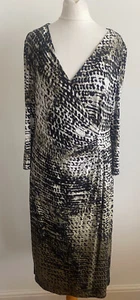 Country Casuals Dress sz M 14 Multicoloured Stretchy Lined houndstooth print - Picture 1 of 19