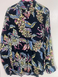 Ralph Lauren Leinen BLoral Herren mittel hawaiianisches Hemd - Bild 1 von 4