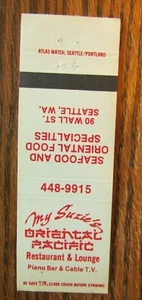 SEATTLE, WASHINGTON: MY SUZIE'S RESTAURANT MATCHBOOK MATCHCOVER -E - Picture 1 of 1